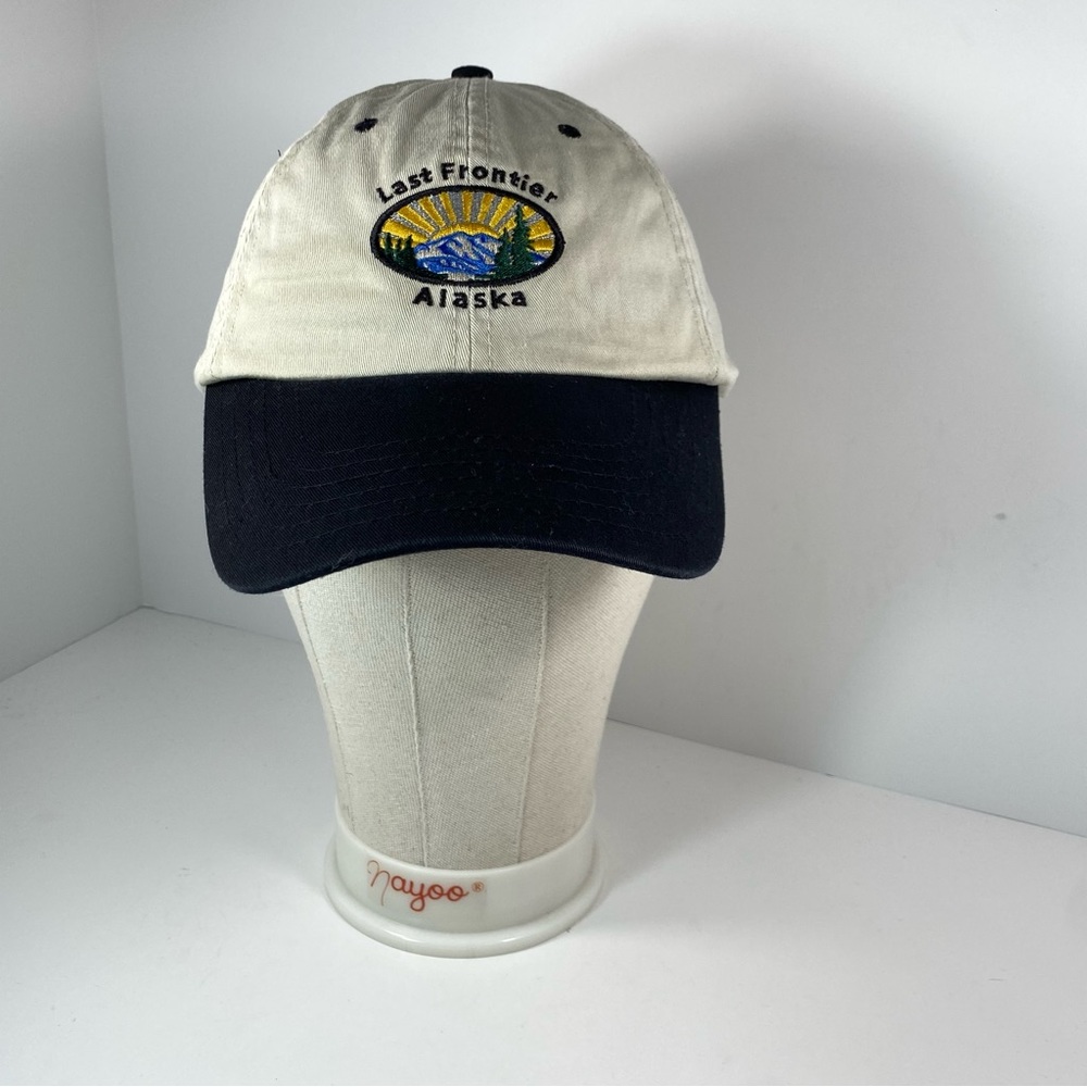 Alaska Arctic Circle Last Frontier Strap Back Hat Cap Beige Black Cotton.